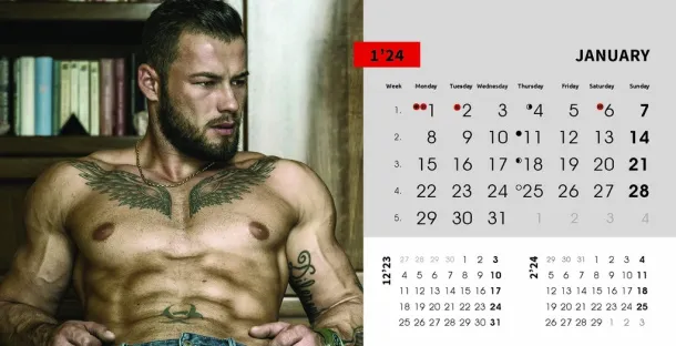  "MASCULINE" 13 list., dim: 20,5x14,5 cm, stolni kalendar, koverta, P/100 Color