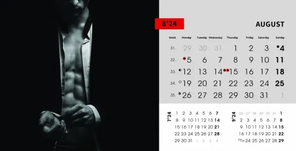  "MASCULINE" 13 list., dim: 20,5x14,5 cm, stolni kalendar, koverta, P/100 Color