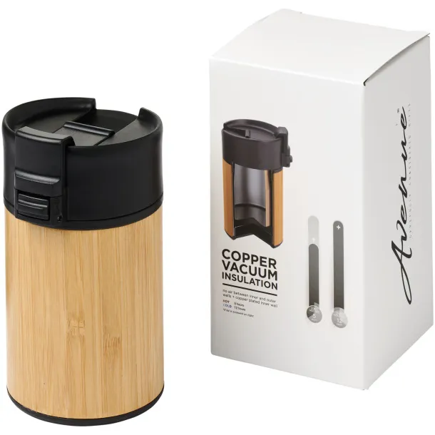 Arca 200 ml leak-proof copper vacuum insulated bamboo tumbler Solid black