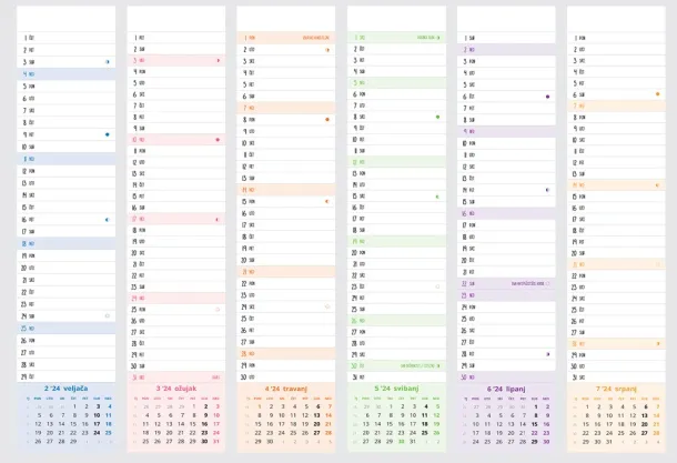  "Business narrow wall planner calendar" Color