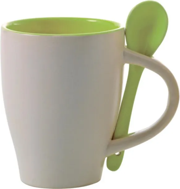  Keramička šalica sa žlicom Eduardo, 300 ml Limeta