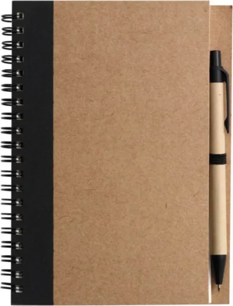 Stella Wire bound notebook with ballpen.  black