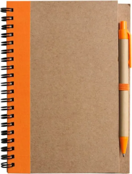 Stella Wire bound notebook with ballpen.  orange