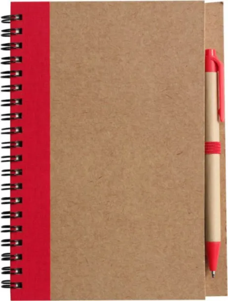 Stella Wire bound notebook with ballpen.  red