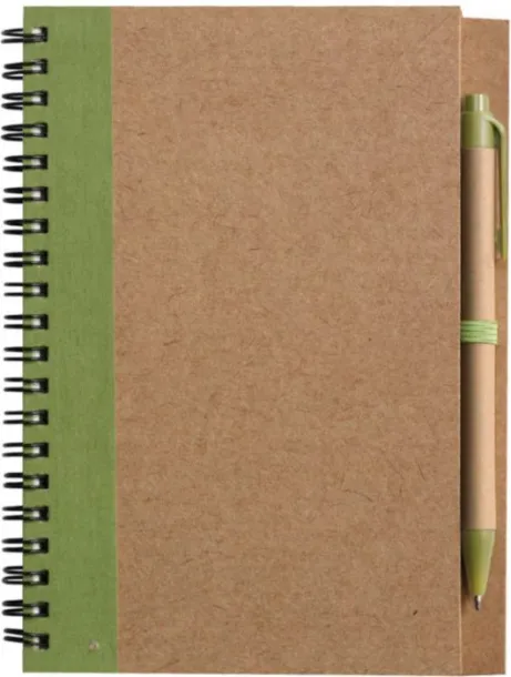 Stella Wire bound notebook with ballpen.  light green