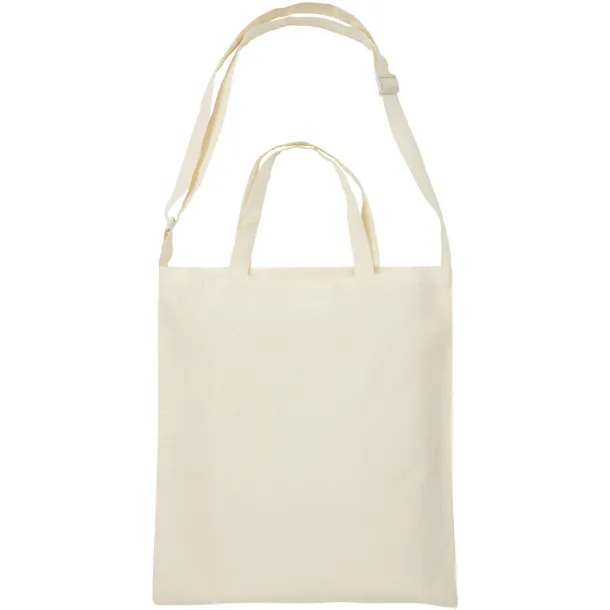 Verona 100 g/m² dual carry cotton tote bag - Bullet Natural