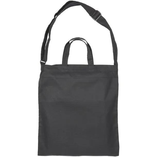 Verona 100 g/m² dual carry cotton tote bag - Bullet Solid black