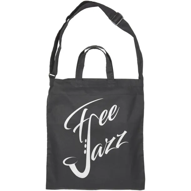 Verona 100 g/m² dual carry cotton tote bag - Bullet Solid black