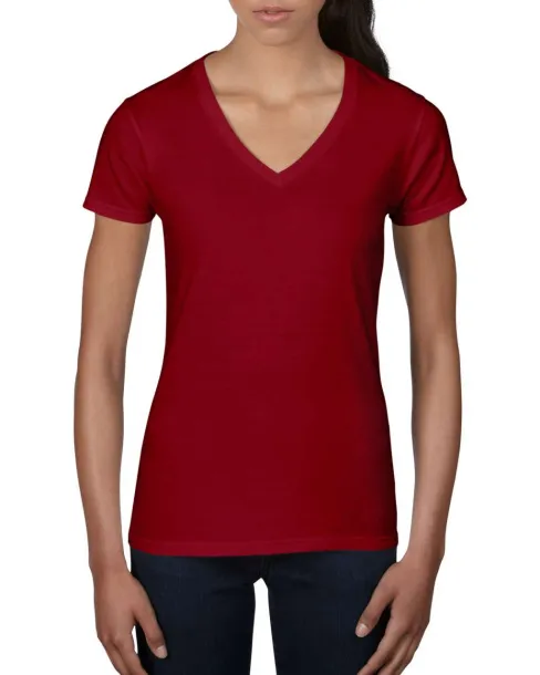  WOMEN'S LIGHTWEIGHT V-NECK TEE - Anvil Independence Red