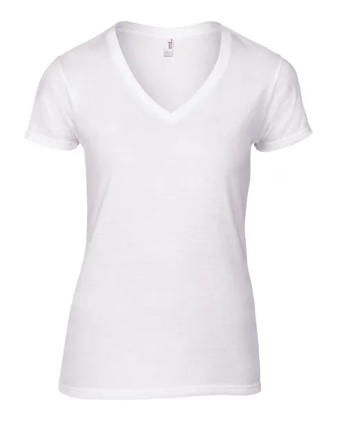  WOMEN'S LIGHTWEIGHT V-NECK TEE - Anvil White