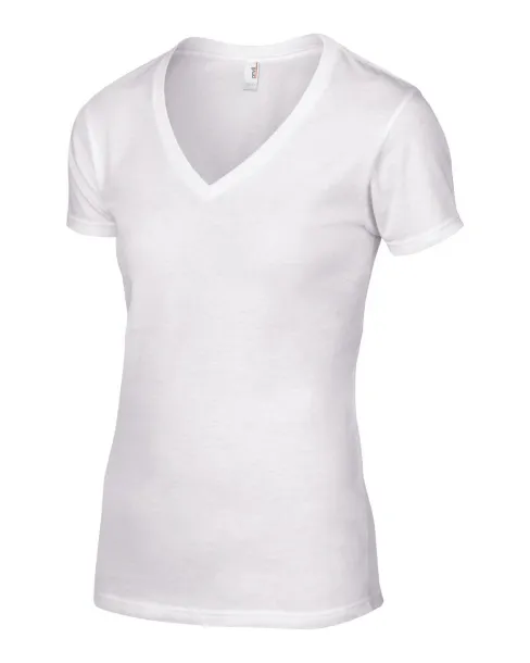  WOMEN'S LIGHTWEIGHT V-NECK TEE - Anvil White