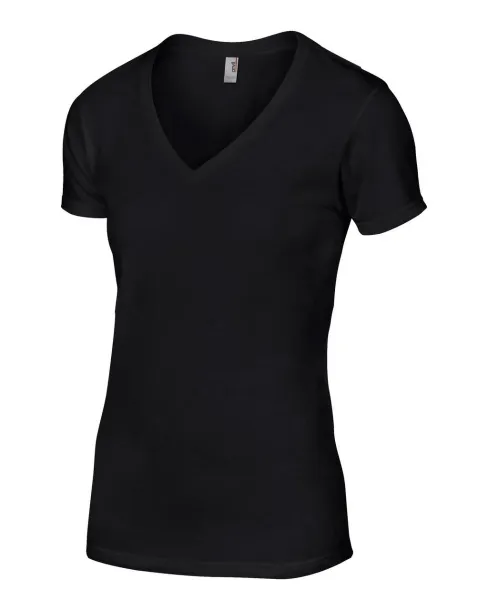  WOMEN'S LIGHTWEIGHT V-NECK TEE - Anvil Black