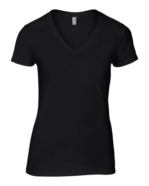  WOMEN'S LIGHTWEIGHT V-NECK TEE - Anvil Black