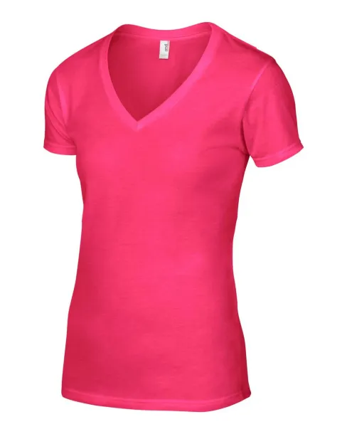  WOMEN'S LIGHTWEIGHT V-NECK TEE - Anvil Hot Pink