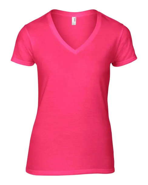  WOMEN'S LIGHTWEIGHT V-NECK TEE - Anvil Hot Pink