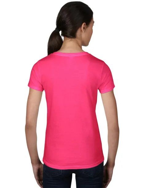  WOMEN'S LIGHTWEIGHT V-NECK TEE - Anvil Hot Pink