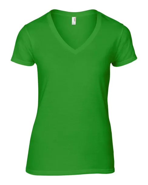  WOMEN'S LIGHTWEIGHT V-NECK TEE - Anvil Green Apple