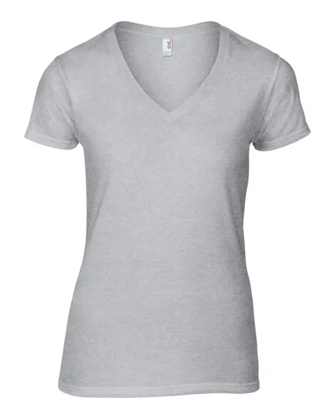  WOMEN'S LIGHTWEIGHT V-NECK TEE - Anvil Heather Grey