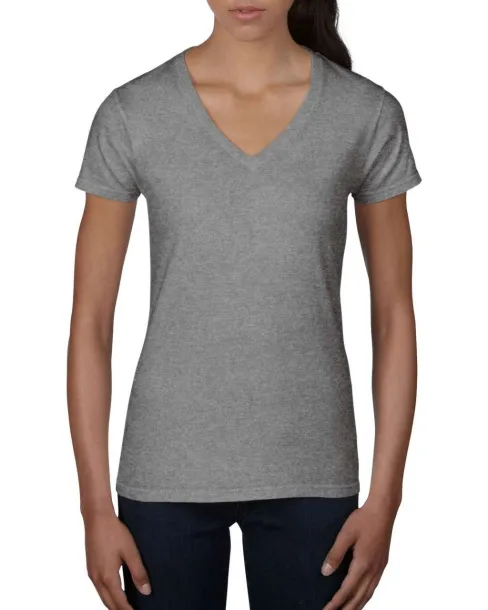  WOMEN'S LIGHTWEIGHT V-NECK TEE - Anvil Graphite Heather
