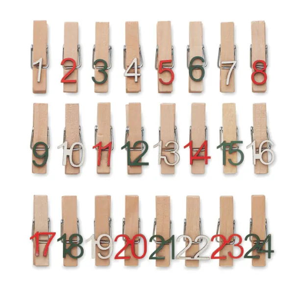 CLIPY 24 clip advent calendar set Wood