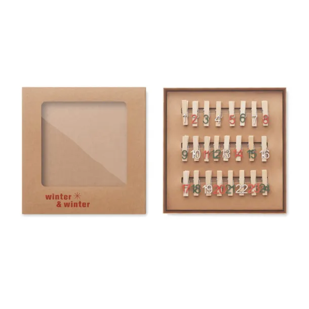 CLIPY 24 clip advent calendar set Wood