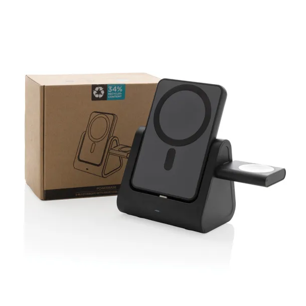 Powerbase Powerbase RCS recycled plastic 3 in 1 charger with powerbank - XD Collection Black 