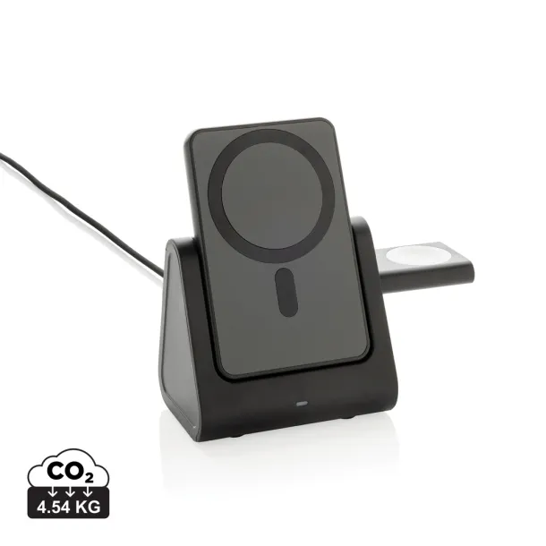 Powerbase 3u1 bežični punjač s powerbankom od RCS reciklirane plastike - XD Collection Crna 