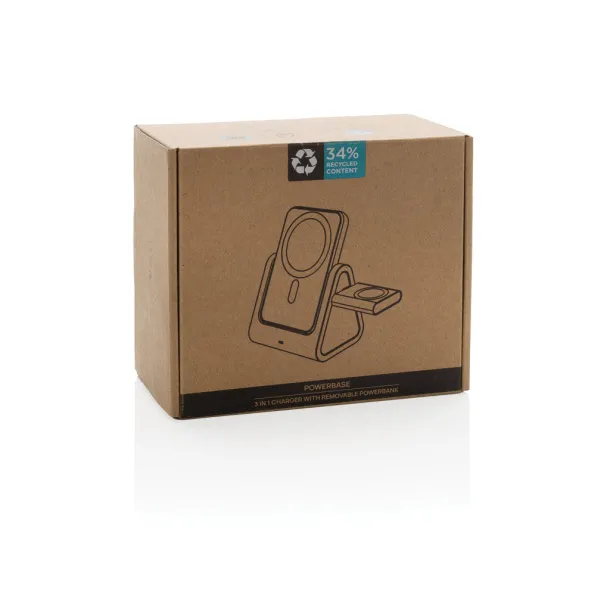 Powerbase Powerbase RCS recycled plastic 3 in 1 charger with powerbank - XD Collection Black 