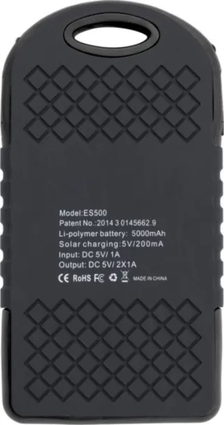 AURORA gumirana ABS solarna prijenosna baterija, 4000 mAh Crna