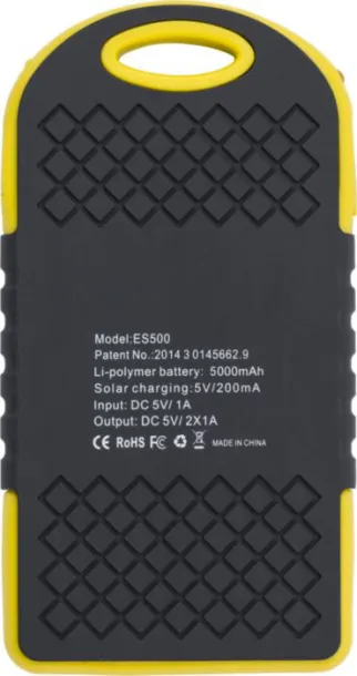 AURORA Rubberized ABS solar power bank yellow