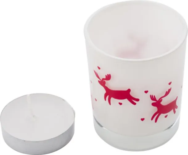 KIRSTEN Glass candle holder with Christmas decorations Bijela