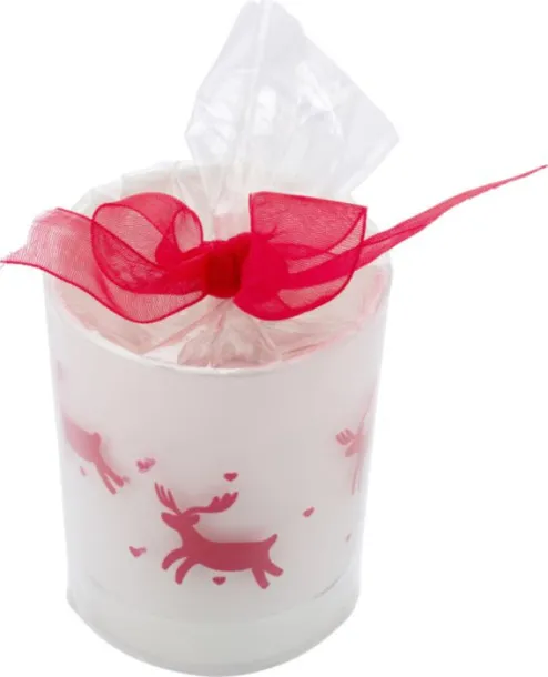 KIRSTEN Glass candle holder with Christmas decorations Bijela