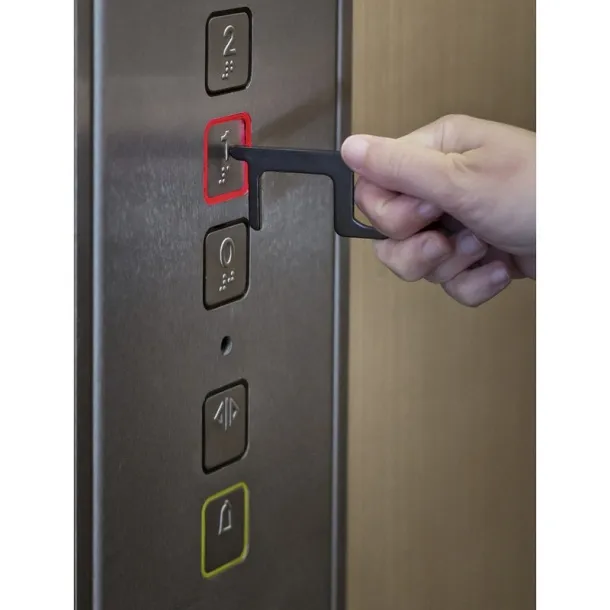  Anti-contact keyring for door opening and contactless use of public usage surfaces, bottle opener silver