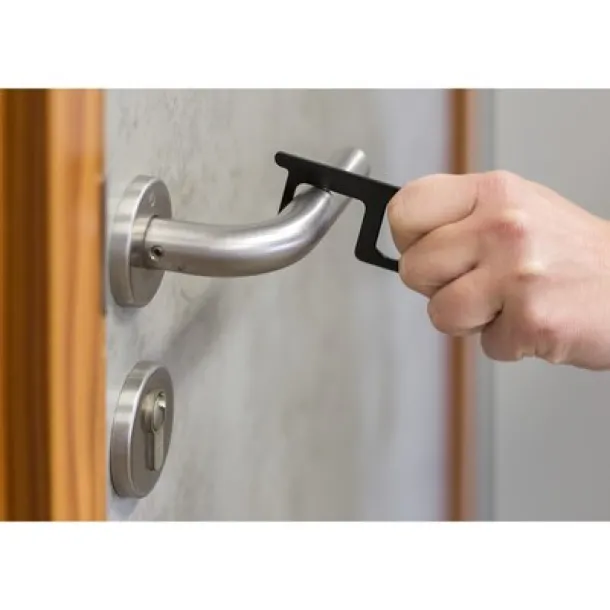  Anti-contact keyring for door opening and contactless use of public usage surfaces, bottle opener silver