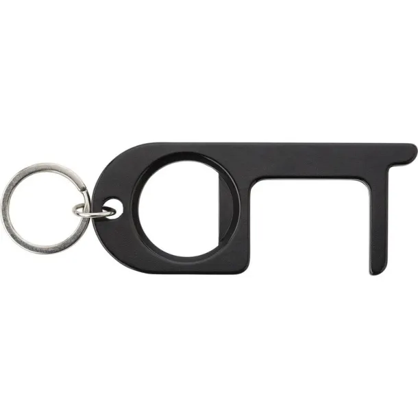  Anti-contact keyring for door opening and contactless use of public usage surfaces, bottle opener black