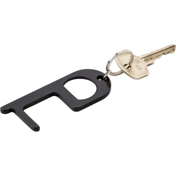  Anti-contact keyring for door opening and contactless use of public usage surfaces, bottle opener black