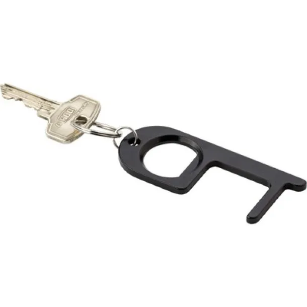  Anti-contact keyring for door opening and contactless use of public usage surfaces, bottle opener black