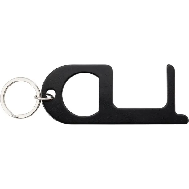  Anti-contact keyring for door opening and contactless use of public usage surfaces, bottle opener black