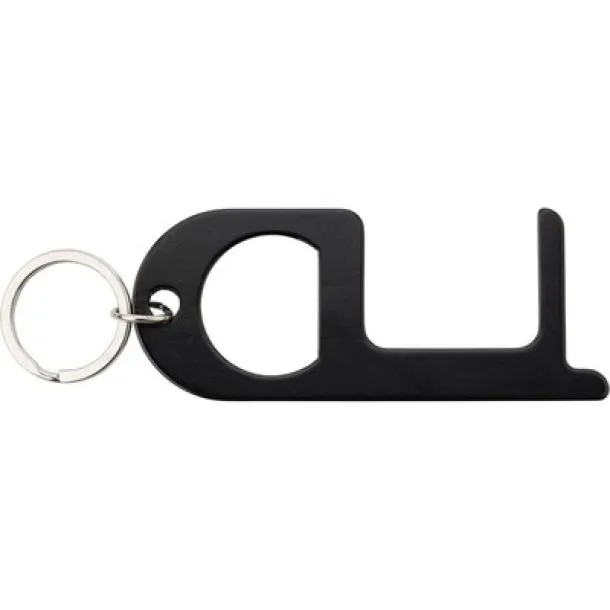  Anti-contact keyring for door opening and contactless use of public usage surfaces, bottle opener black