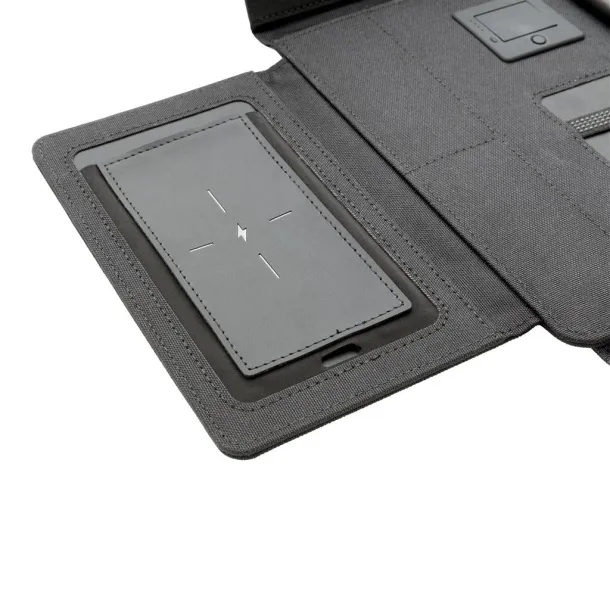  Kyoto držač za tablet 10" i poslovna mapa s bežičnim punjačem Crna