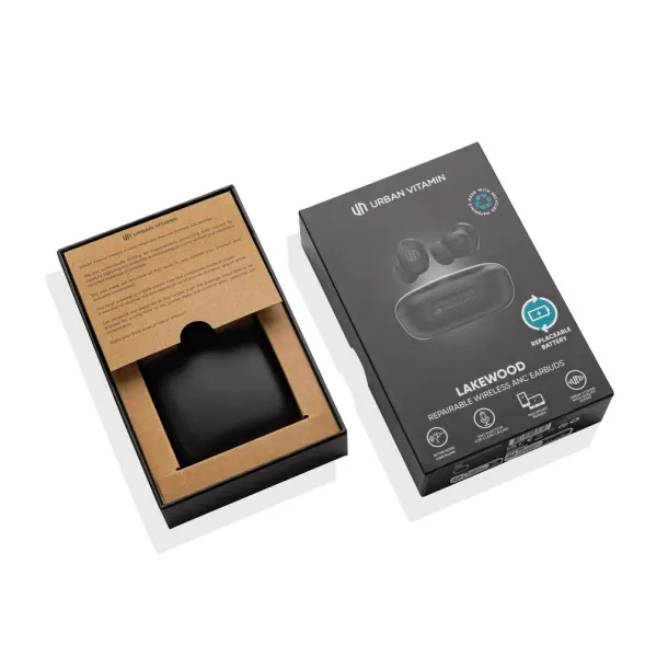 Lakewood RCS recycled and repairable wireless earbuds - Urban Vitamin Black 