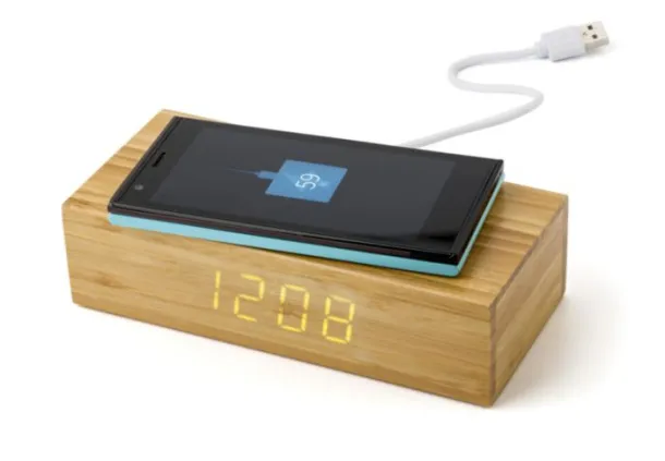  Bamboo wireless charger and clock Rosie