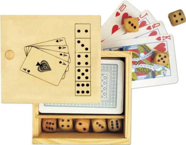  Wooden box with game set Myriam