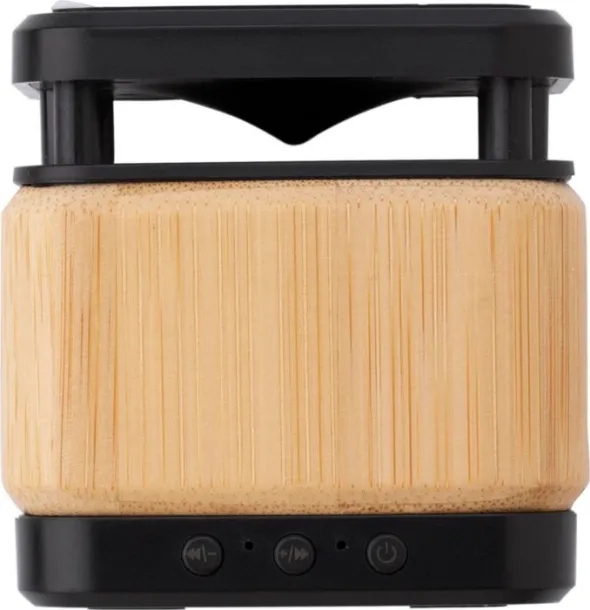 NOVA Bamboo and ABS wireless speaker and charger brown