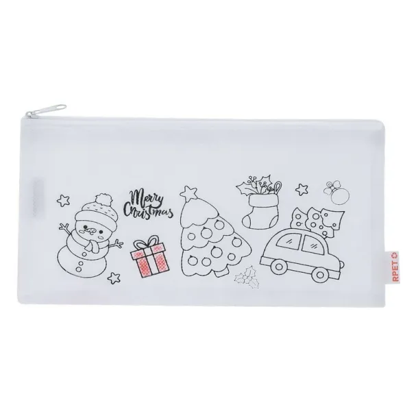  Pencil case for colouring, Christmas pattern, crayons white