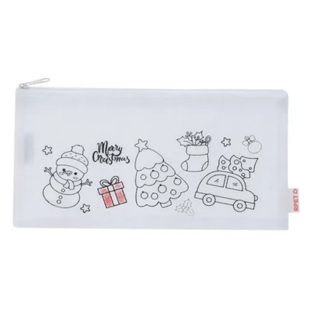  Pencil case for colouring, Christmas pattern, crayons white