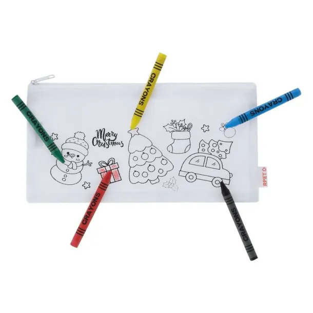  Pencil case for colouring, Christmas pattern, crayons Bijela