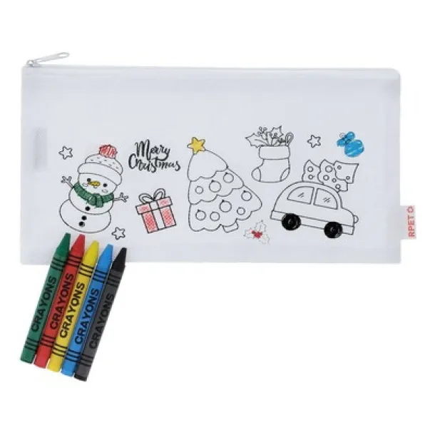  Pencil case for colouring, Christmas pattern, crayons Bijela