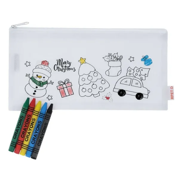  Pencil case for colouring, Christmas pattern, crayons white