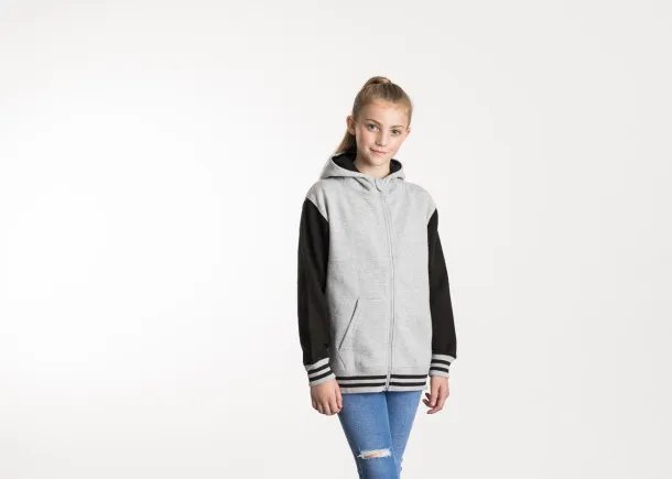 Dječja sveučilišna majica s kapuljačom - Just Hoods Heather Grey Jet Black